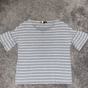 Banana Republic White and Gray Stripe Top Size XS